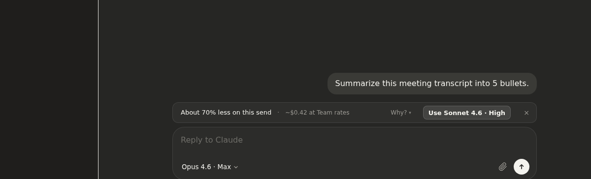 Next-send suggestion: lighter model, the person sending still chooses.